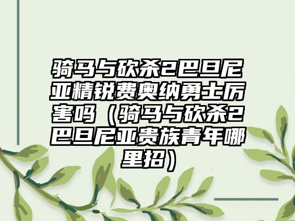 骑马与砍杀2巴旦尼亚精锐费奥纳勇士厉害吗（骑马与砍杀2巴旦尼亚贵族青年哪里招）