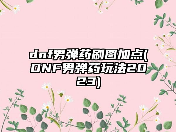 dnf男弹药刷图加点(DNF男弹药玩法2023)