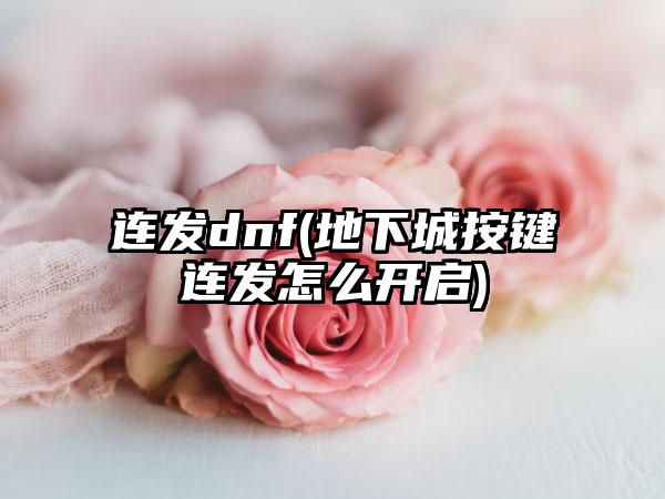 连发dnf(地下城按键连发怎么开启)