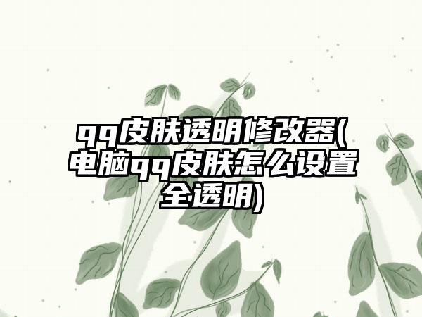 qq皮肤透明修改器(电脑qq皮肤怎么设置全透明)
