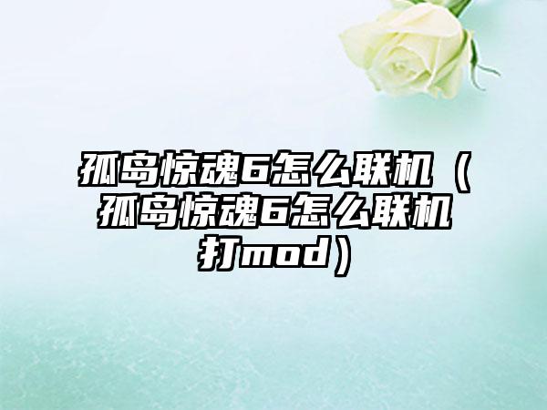 孤岛惊魂6怎么联机（孤岛惊魂6怎么联机打mod）