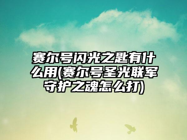 赛尔号闪光之匙有什么用(赛尔号圣光联军守护之魂怎么打)