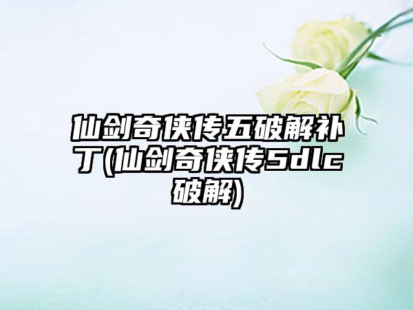 仙剑奇侠传五破解补丁(仙剑奇侠传5dlc破解)