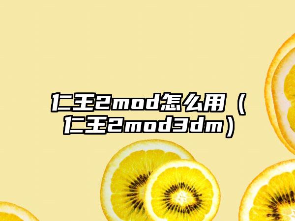 仁王2mod怎么用（仁王2mod3dm）