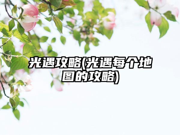 光遇攻略(光遇每个地图的攻略)