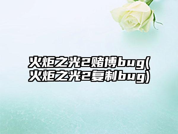 火炬之光2赌博bug(火炬之光2复制bug)