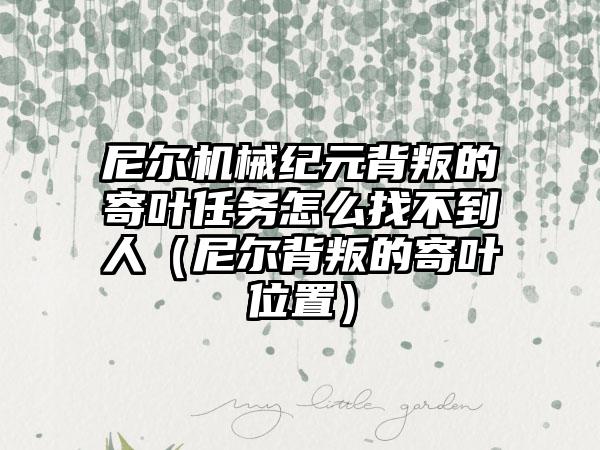 尼尔机械纪元背叛的寄叶任务怎么找不到人（尼尔背叛的寄叶位置）