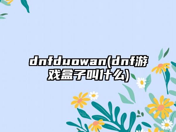 dnfduowan(dnf游戏盒子叫什么)