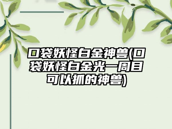 口袋妖怪白金神兽(口袋妖怪白金光一周目可以抓的神兽)