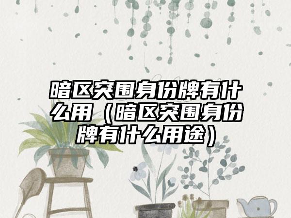 暗区突围身份牌有什么用(暗区突围身份牌有什么用途)