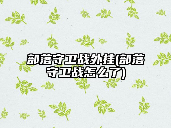 部落守卫战外挂(部落守卫战怎么了)