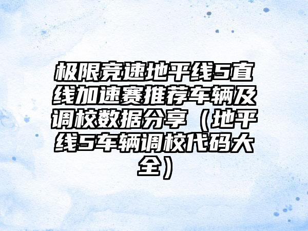 极限竞速地平线5直线加速赛推荐车辆及调校数据分享（地平线5车辆调校代码大全）
