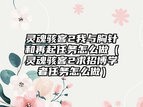 灵魂骇客2我与胸针和再起任务怎么做（灵魂骇客2求招博学者任务怎么做）