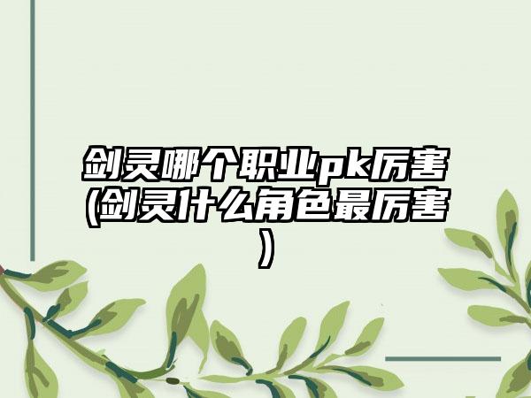 剑灵哪个职业pk厉害(剑灵什么角色最厉害)