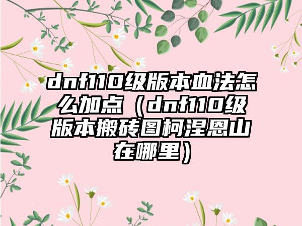 dnf110级版本血法怎么加点（dnf110级版本搬砖图柯涅恩山在哪里）