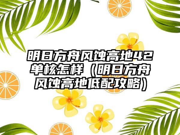 明日方舟风蚀高地42单核怎样（明日方舟风蚀高地低配攻略）