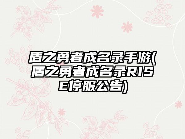 盾之勇者成名录手游(盾之勇者成名录RISE停服公告)