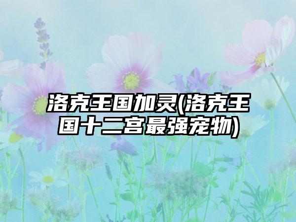 洛克王国加灵(洛克王国十二宫最强宠物)