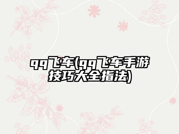 qq飞车(qq飞车手游技巧大全指法)