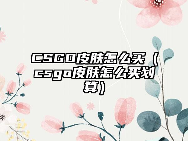 CSGO皮肤怎么买（csgo皮肤怎么买划算）