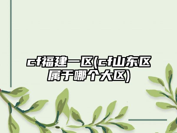 cf福建一区(cf山东区属于哪个大区)