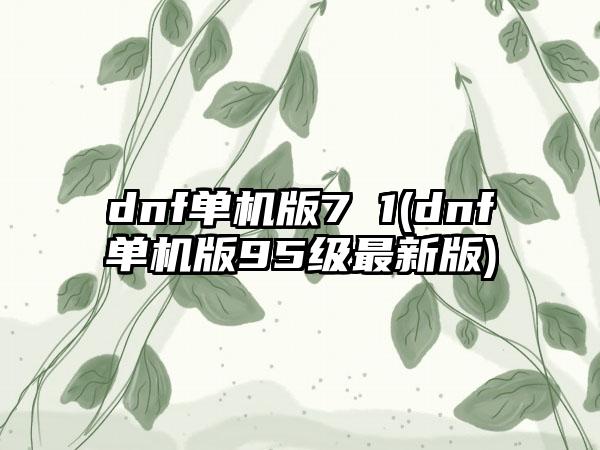 dnf单机版7 1(dnf单机版95级最新版)