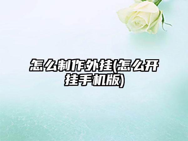 怎么制作外挂(怎么开挂手机版)