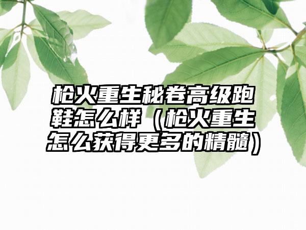 枪火重生秘卷高级跑鞋怎么样（枪火重生怎么获得更多的精髓）