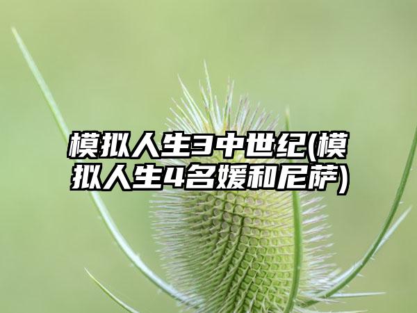 模拟人生3中世纪(模拟人生4名媛和尼萨)