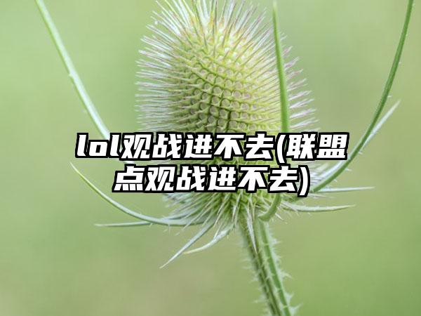 lol观战进不去(联盟点观战进不去)