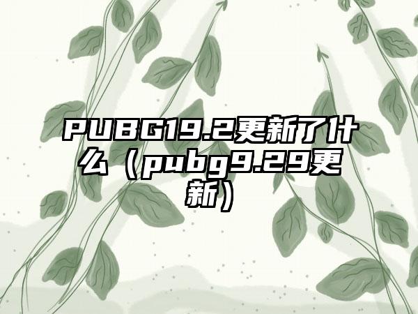 PUBG19.2更新了什么（pubg9.29更新）