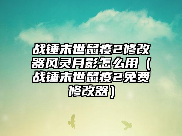 战锤末世鼠疫2修改器风灵月影怎么用（战锤末世鼠疫2免费修改器）