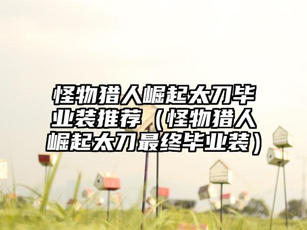 怪物猎人崛起太刀毕业装推荐（怪物猎人崛起太刀最终毕业装）