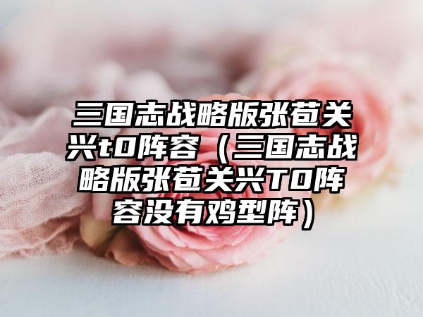 三国志战略版张苞关兴t0阵容（三国志战略版张苞关兴T0阵容没有鸡型阵）