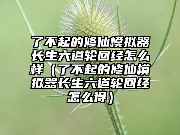 了不起的修仙模拟器长生六道轮回经怎么样（了不起的修仙模拟器长生六道轮回经怎么得）