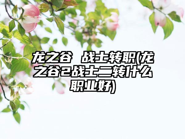龙之谷 战士转职(龙之谷2战士二转什么职业好)