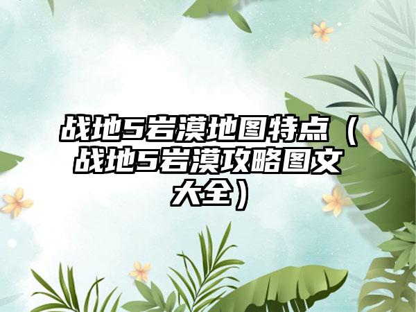 战地5岩漠地图特点（战地5岩漠攻略图文大全）