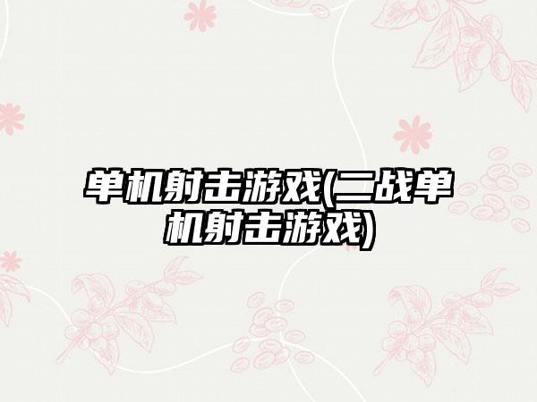 单机射击游戏(二战单机射击游戏)