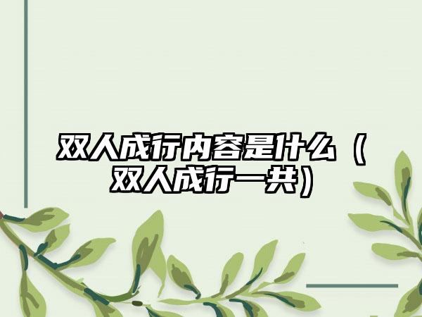 双人成行内容是什么（双人成行一共）
