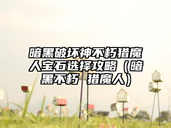 暗黑破坏神不朽猎魔人宝石选择攻略（暗黑不朽 猎魔人）