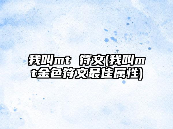 我叫mt 符文(我叫mt金色符文最佳属性)