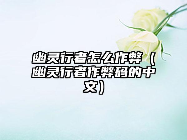 幽灵行者怎么作弊（幽灵行者作弊码的中文）