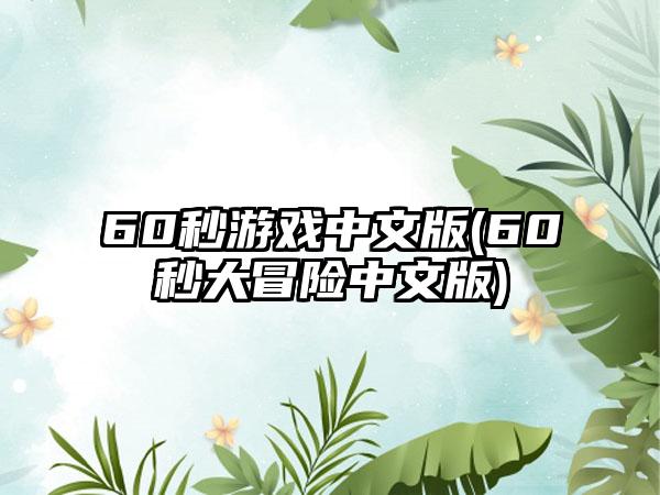 60秒游戏中文版(60秒大冒险中文版)