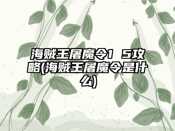 海贼王屠魔令1 5攻略(海贼王屠魔令是什么)