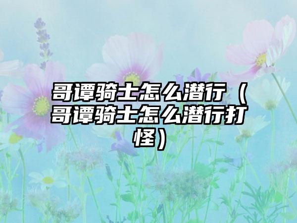 哥谭骑士怎么潜行（哥谭骑士怎么潜行打怪）