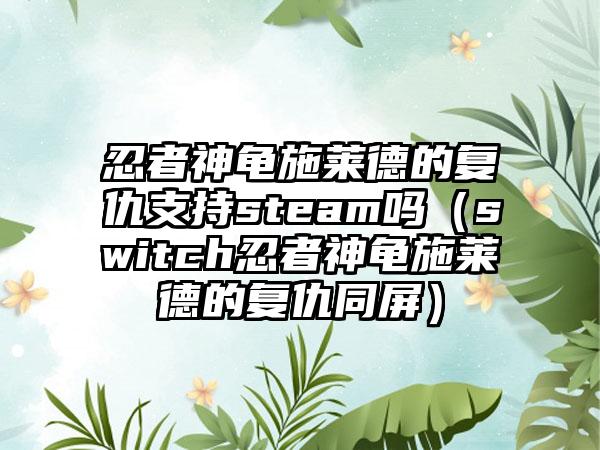 忍者神龟施莱德的复仇支持steam吗（switch忍者神龟施莱德的复仇同屏）