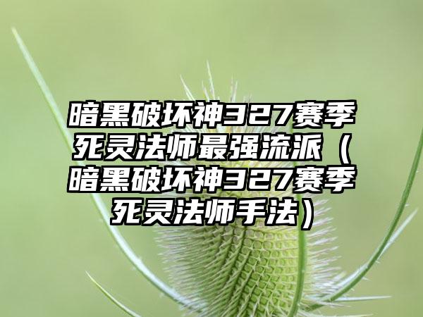 暗黑破坏神327赛季死灵法师最强流派（暗黑破坏神327赛季死灵法师手法）