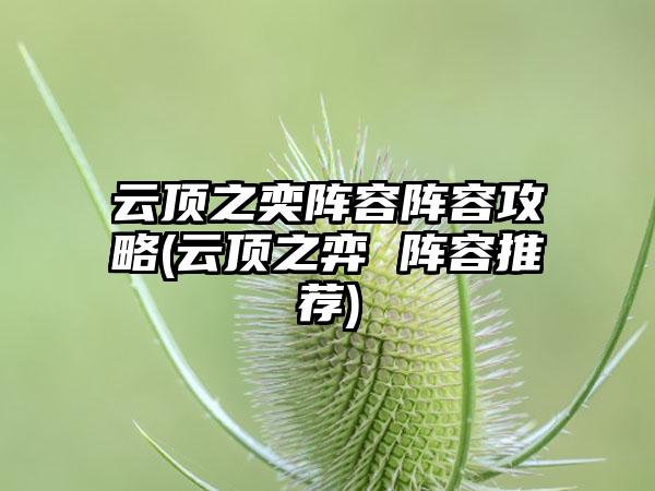 云顶之奕阵容阵容攻略(云顶之弈 阵容推荐)