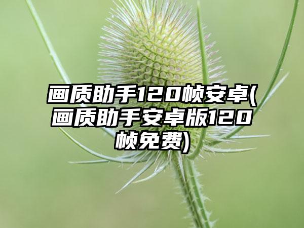 画质助手120帧安卓(画质助手安卓版120帧免费)