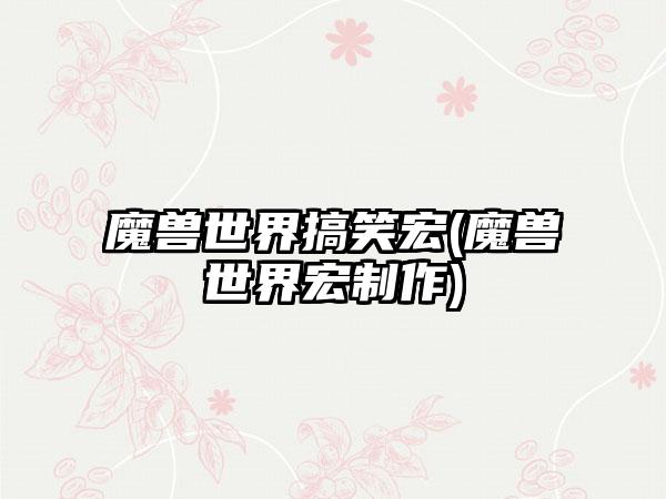 魔兽世界搞笑宏(魔兽世界宏制作)